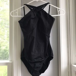 Woven High Neck Leotard